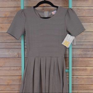 LuLaRoe Amelia Dress XXS grey black stripe